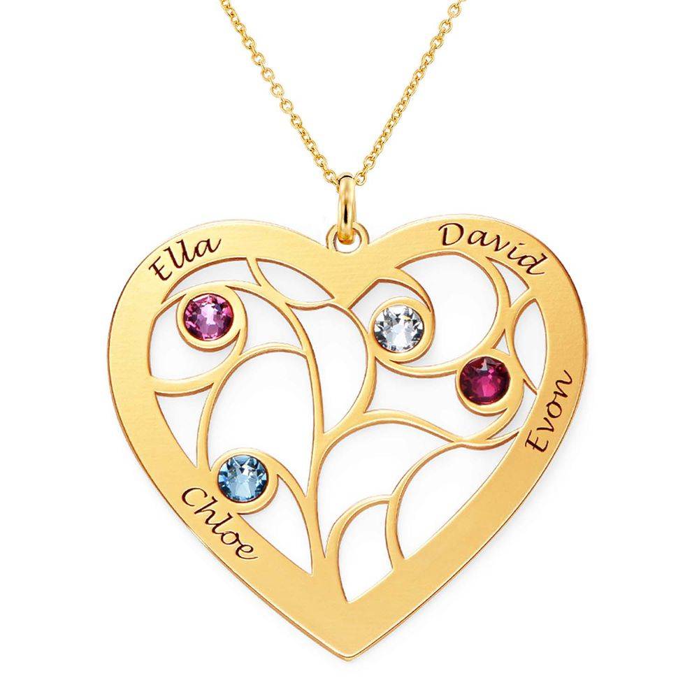 Engraved Heart Family Tree Necklace in Gold Vermeil-6 product photo
