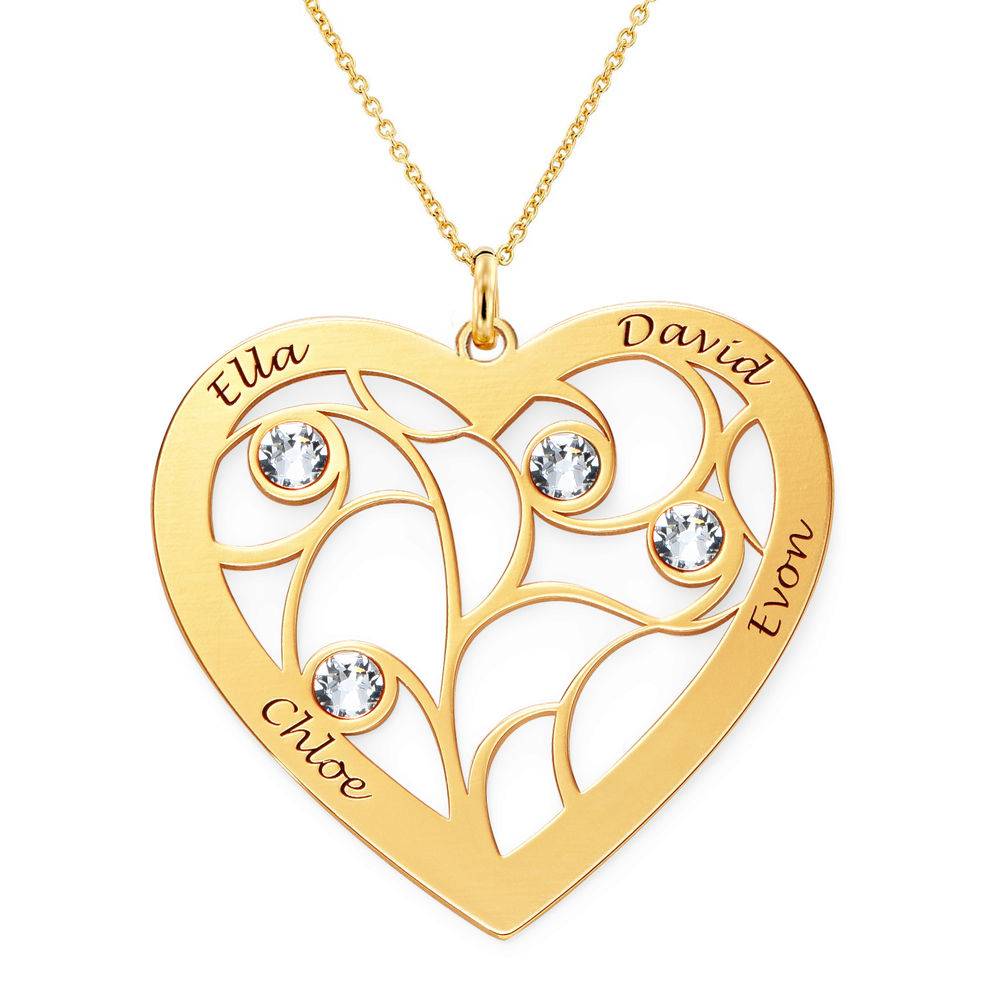 Engraved Heart Family Tree Necklace in Gold Vermeil-3 product photo