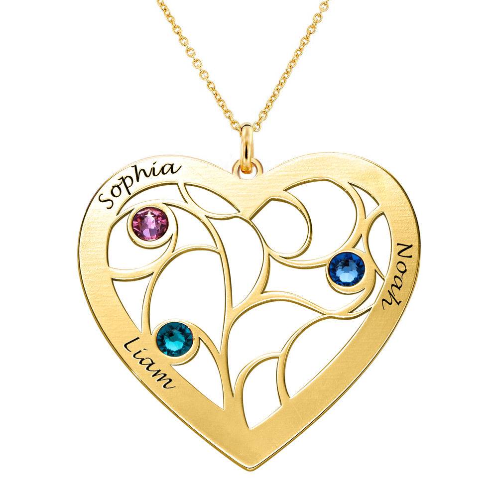 Engraved Heart Family Tree Necklace in Gold Vermeil-4 product photo