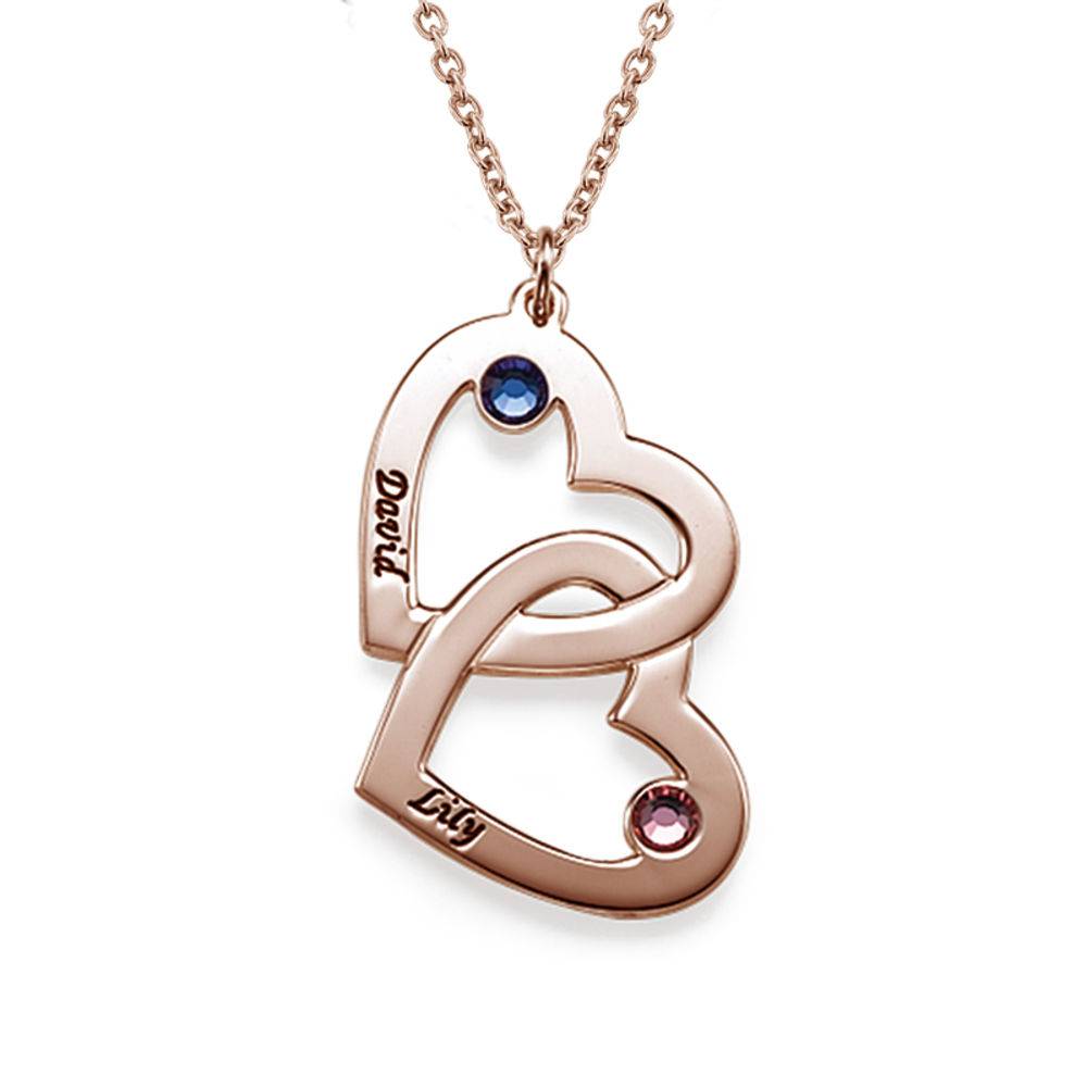 Rose Gold Plated Heart in Heart Vertical Necklace-1 product photo