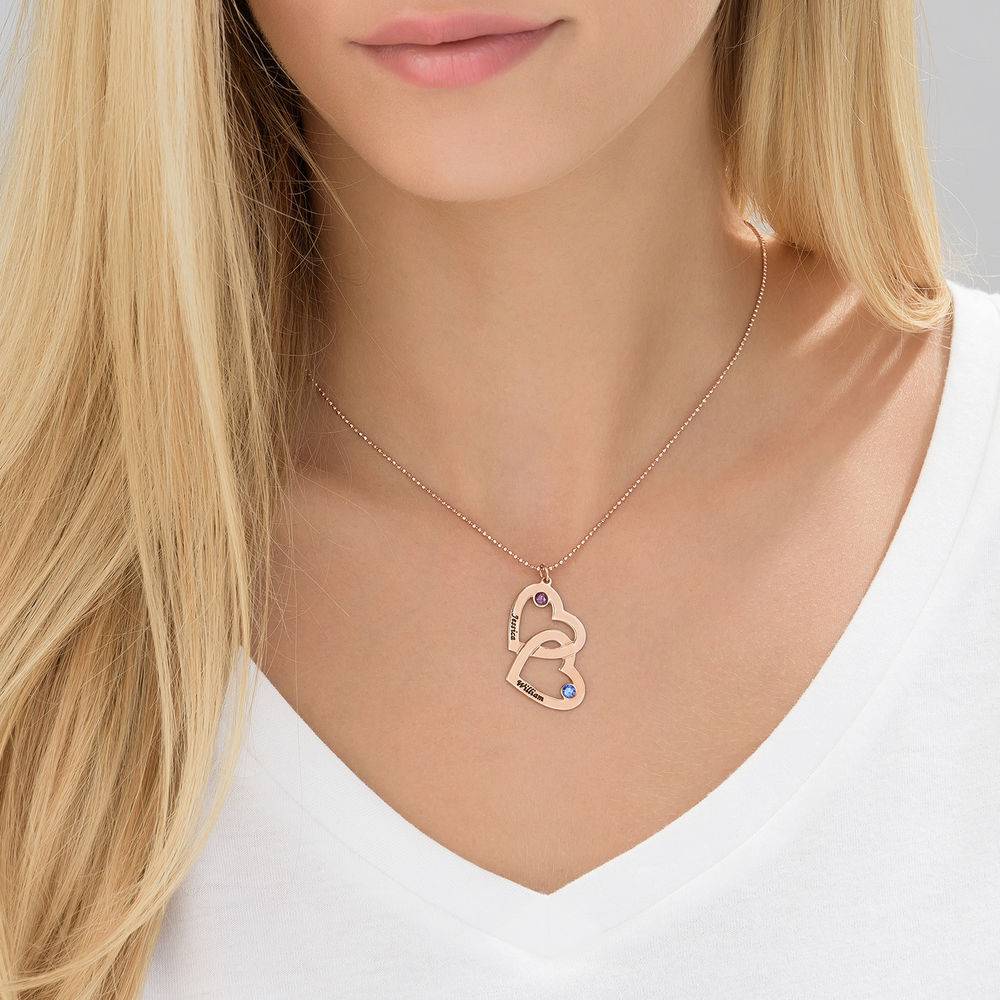 Rose Gold Plated Heart in Heart Vertical Necklace-3 product photo