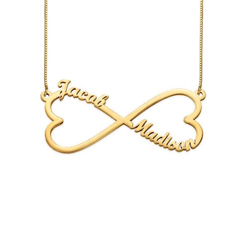 Personalized Heart Shaped Infinity Necklace in 14K Gold product photo