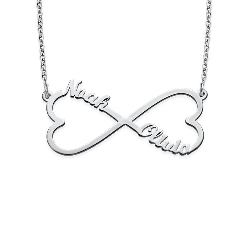 Personalized Heart Shaped Infinity Necklace in Sterling Silver-4 product photo