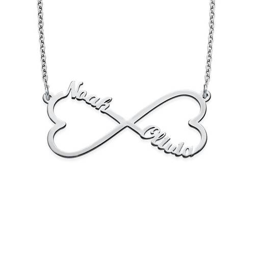 Personalized Heart Shaped Infinity Necklace in Sterling Silver product photo