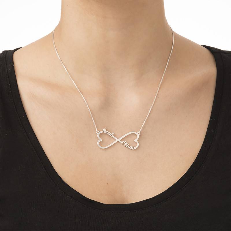 Personalized Heart Shaped Infinity Necklace in Sterling Silver-2 product photo
