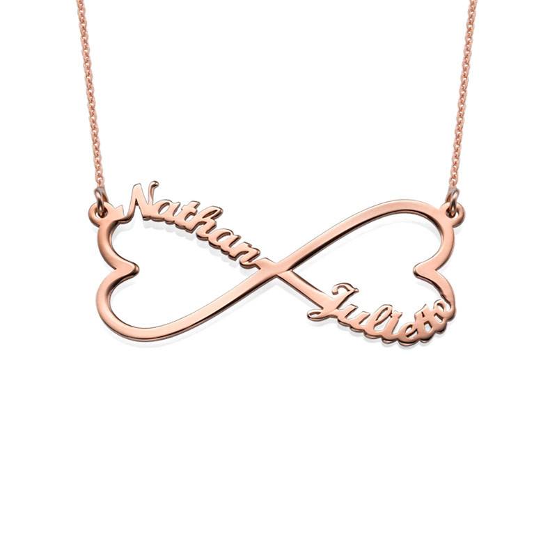 Personalized Heart Shaped Infinity Necklace in Rose Gold Plating-4 product photo