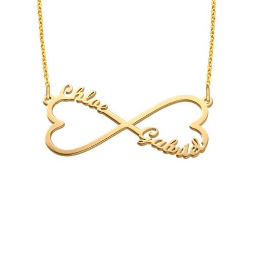 Personalized Heart Shaped Infinity Necklace in Gold Plating product photo