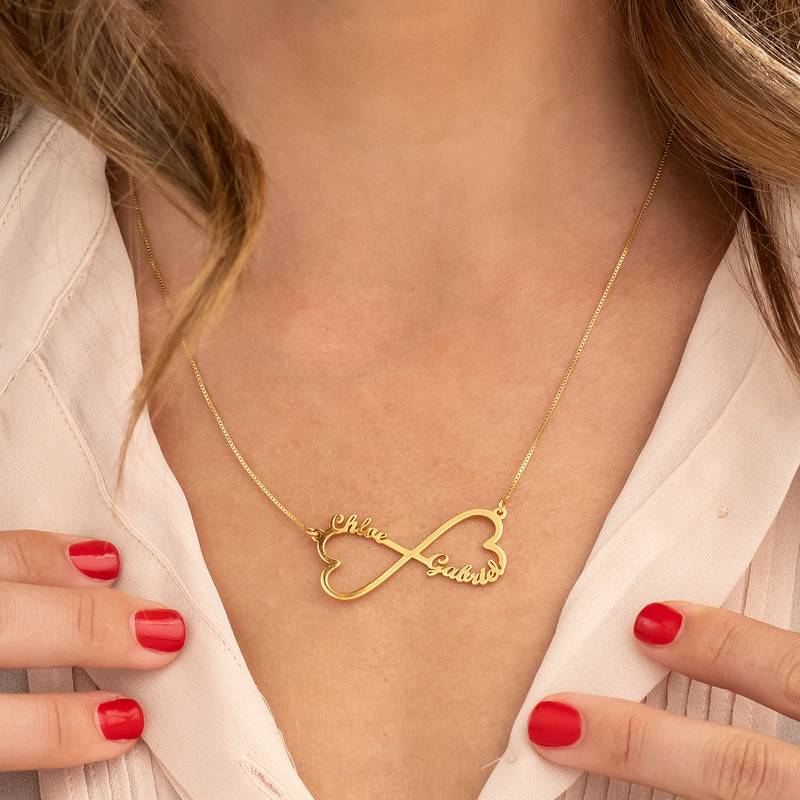 Personalized Heart Shaped Infinity Necklace in Gold Plating-3 product photo