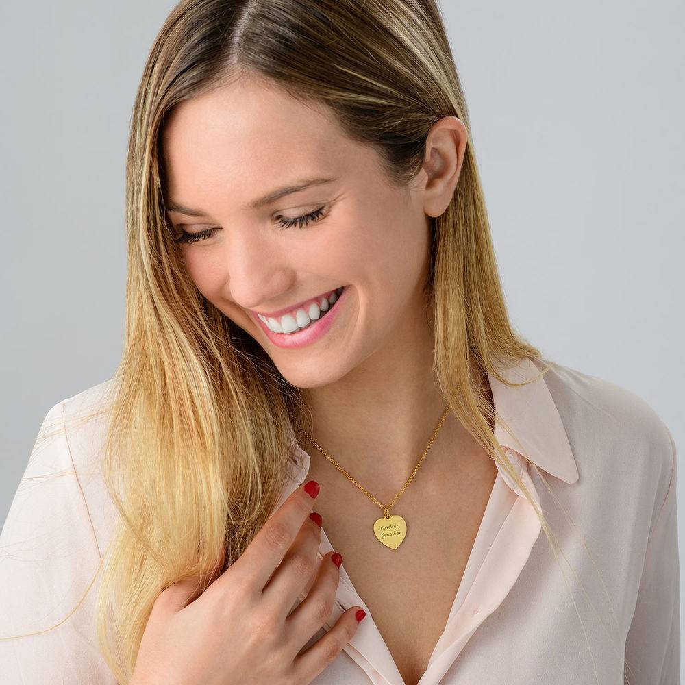 Engraved Heart Necklace In 18k Gold Vermeil-2 product photo