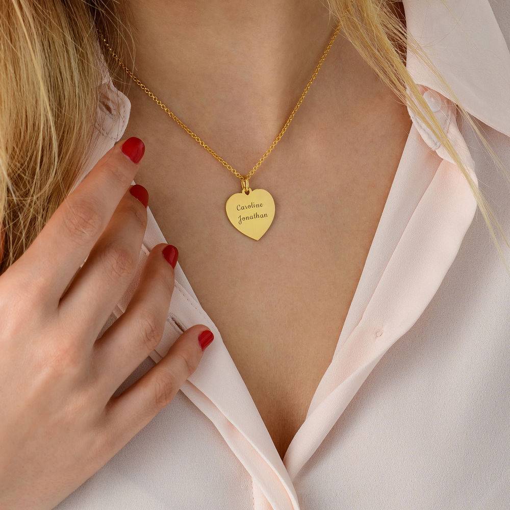 Engraved Heart Necklace In 18k Gold Vermeil-4 product photo