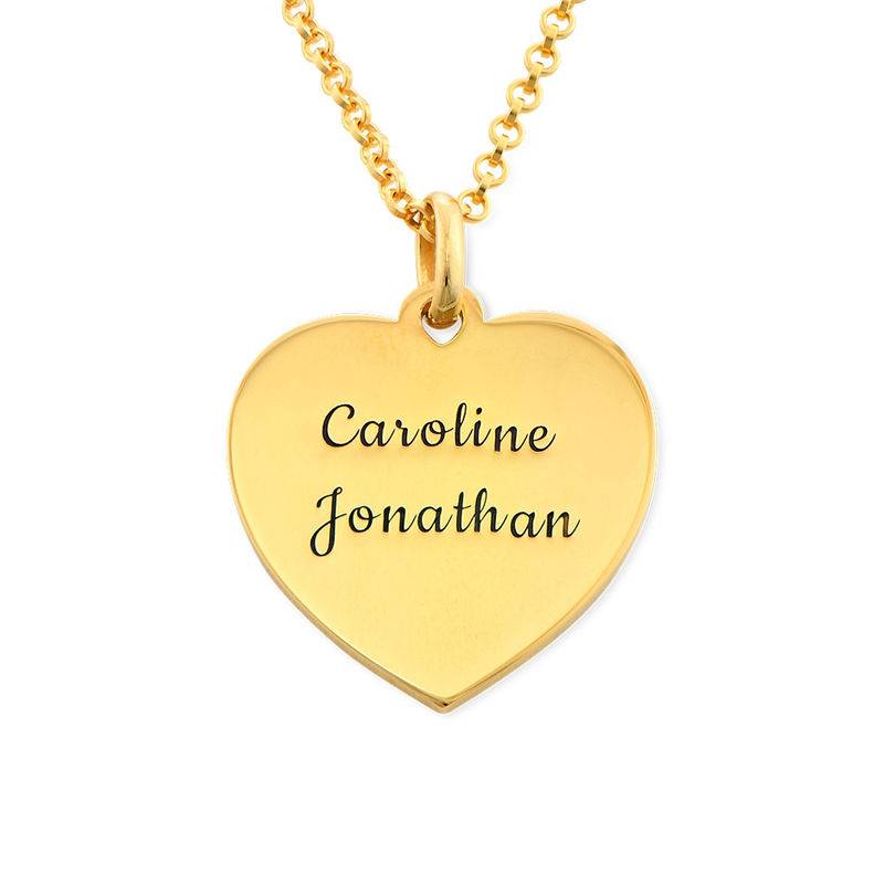 Engraved Heart Necklace in Gold Plating-4 product photo