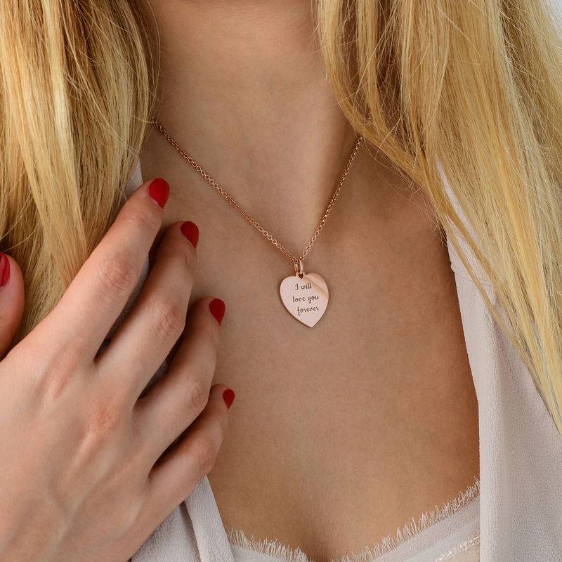 Engraved Heart Necklace in Rose Gold Plating-4 product photo