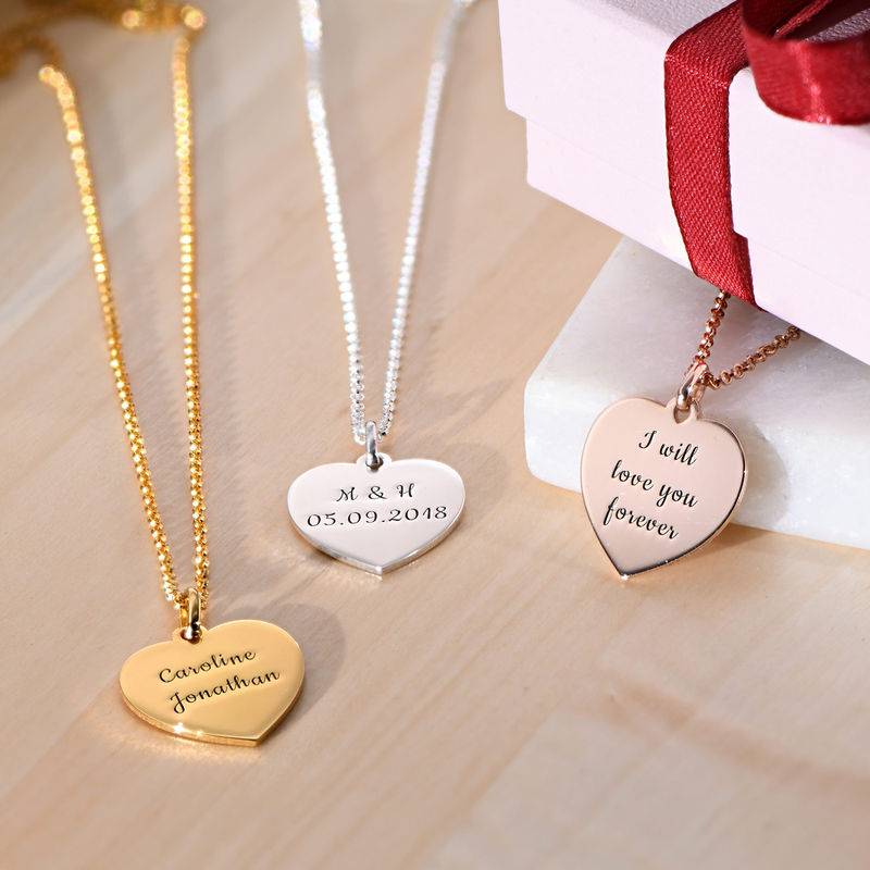 Engraved Heart Necklace in Sterling Silver-2 product photo
