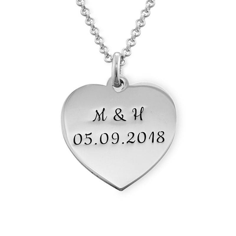 Engraved Heart Necklace in Sterling Silver-3 product photo