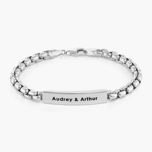 Personalized ID Bracelet for Men in Sterling Silver product photo