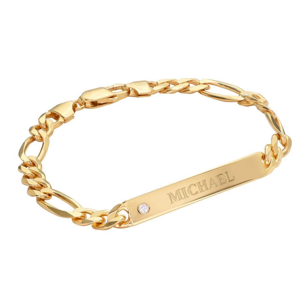 Men's Engraved Bracelet in Gold Plated with Diamond-1 product photo