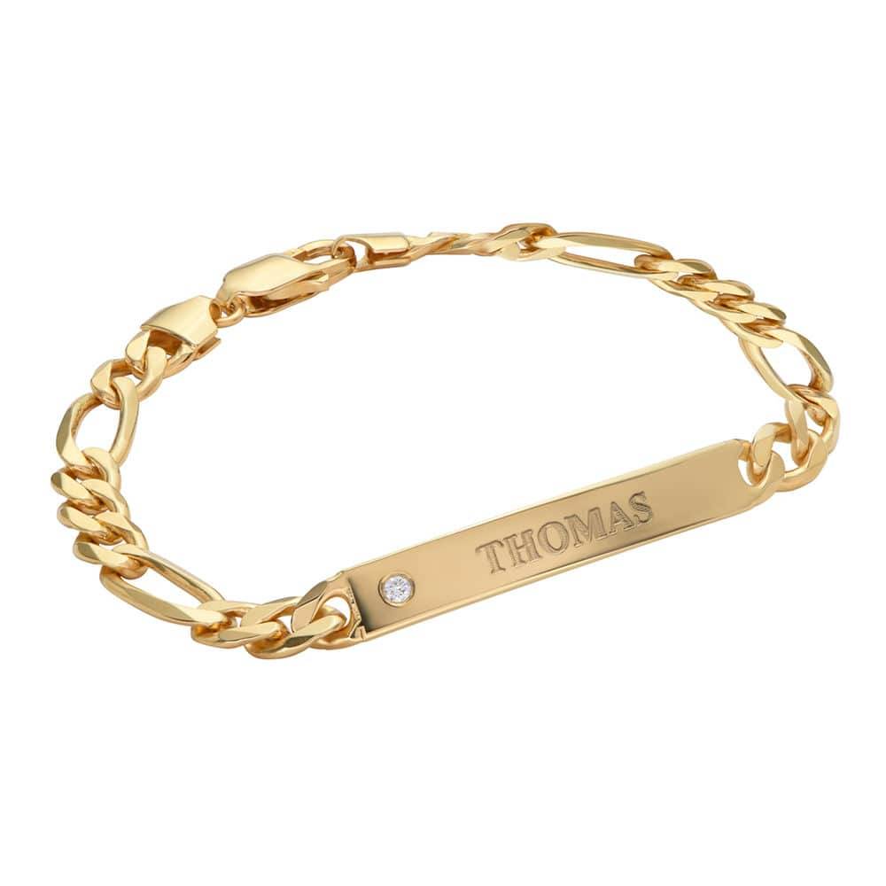 ID Bracelet for Men in Gold Vermeil with Diamond-1 product photo