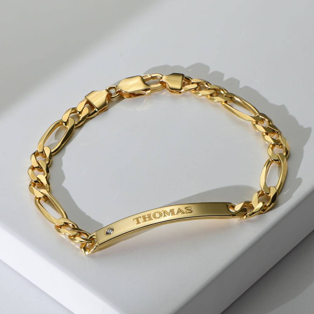 ID Bracelet for Men in Gold Vermeil with Diamond-2 product photo