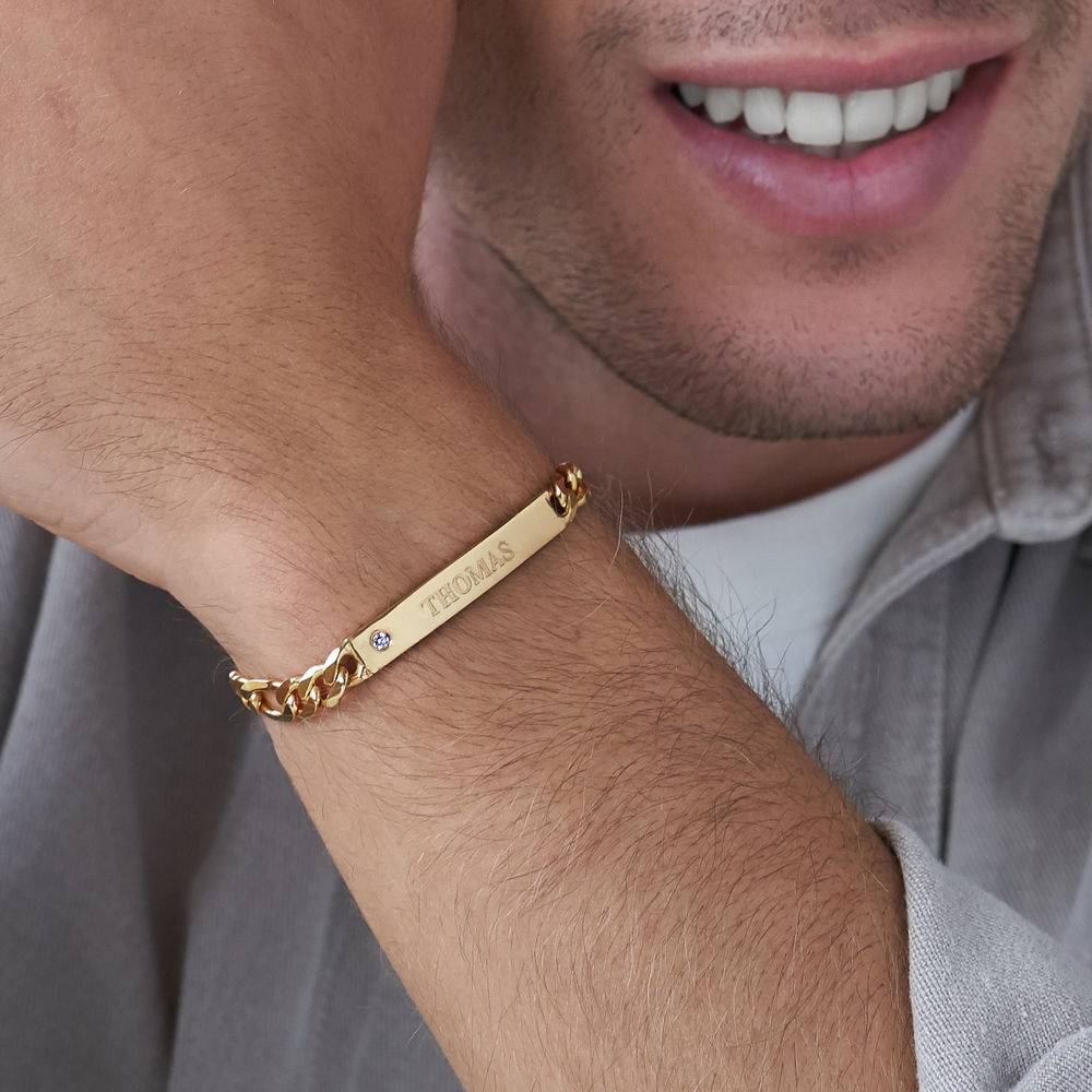 ID Bracelet for Men in Gold Vermeil with Diamond-3 product photo