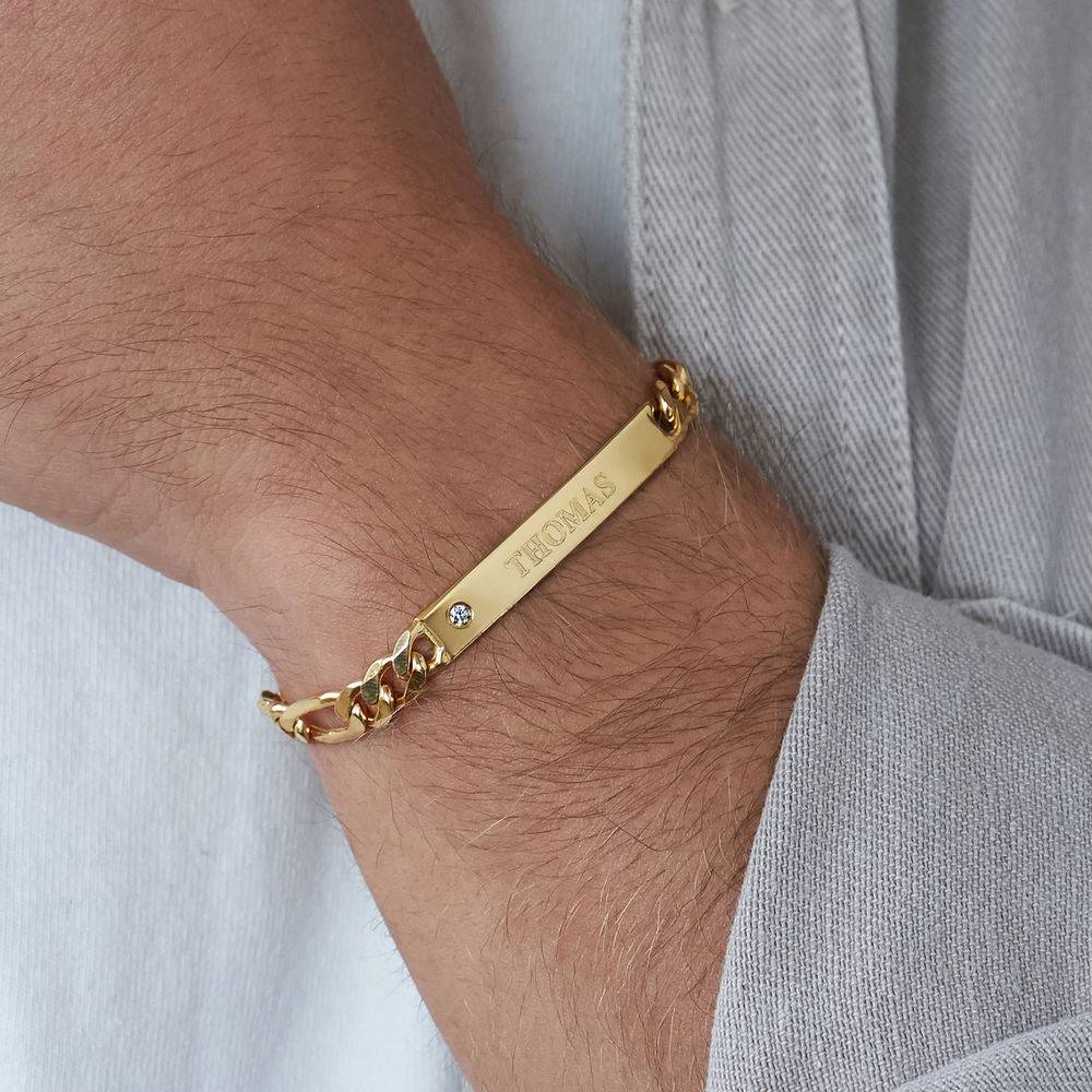 ID Bracelet for Men in Gold Vermeil with Diamond-4 product photo