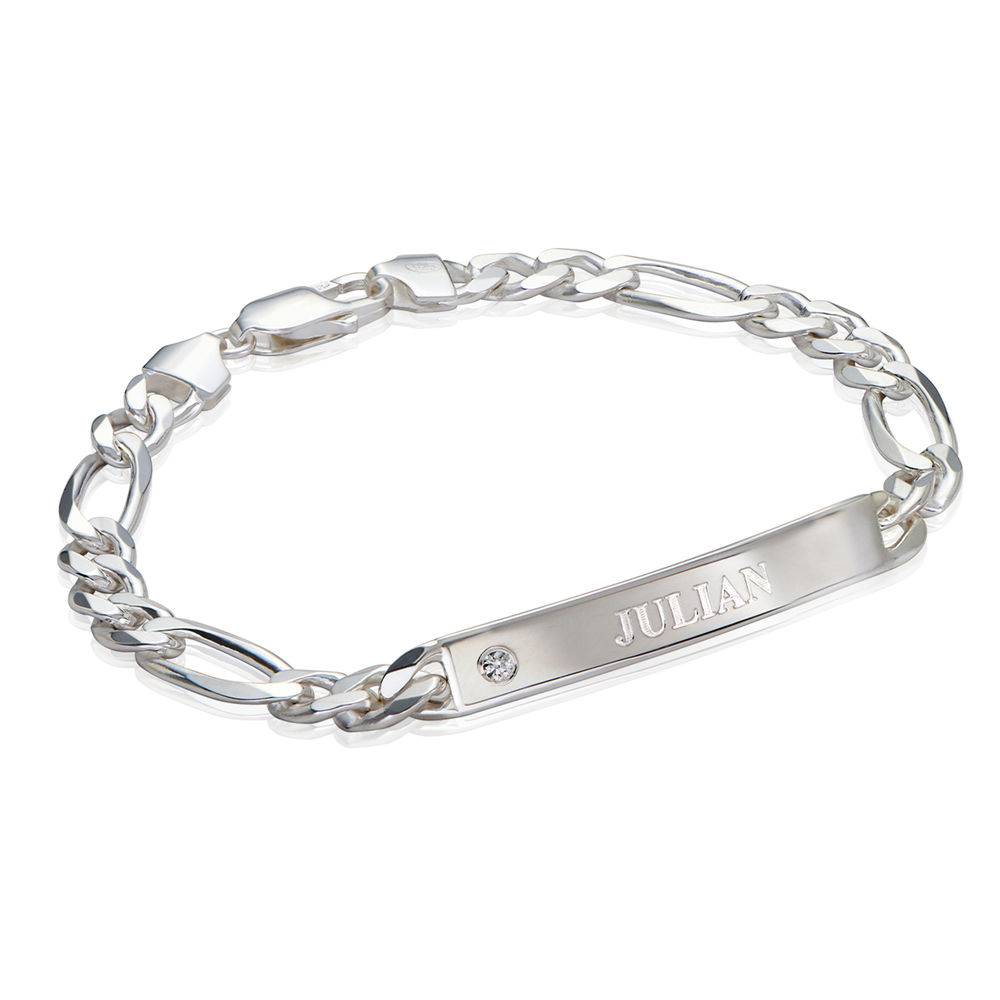 Men's Engraved Bracelet in Sterling Silver with Diamond-1 product photo