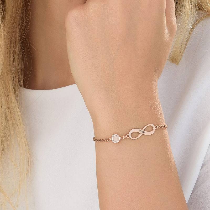 Infinity Birthstone Bracelet in Rose Gold Plating-3 product photo