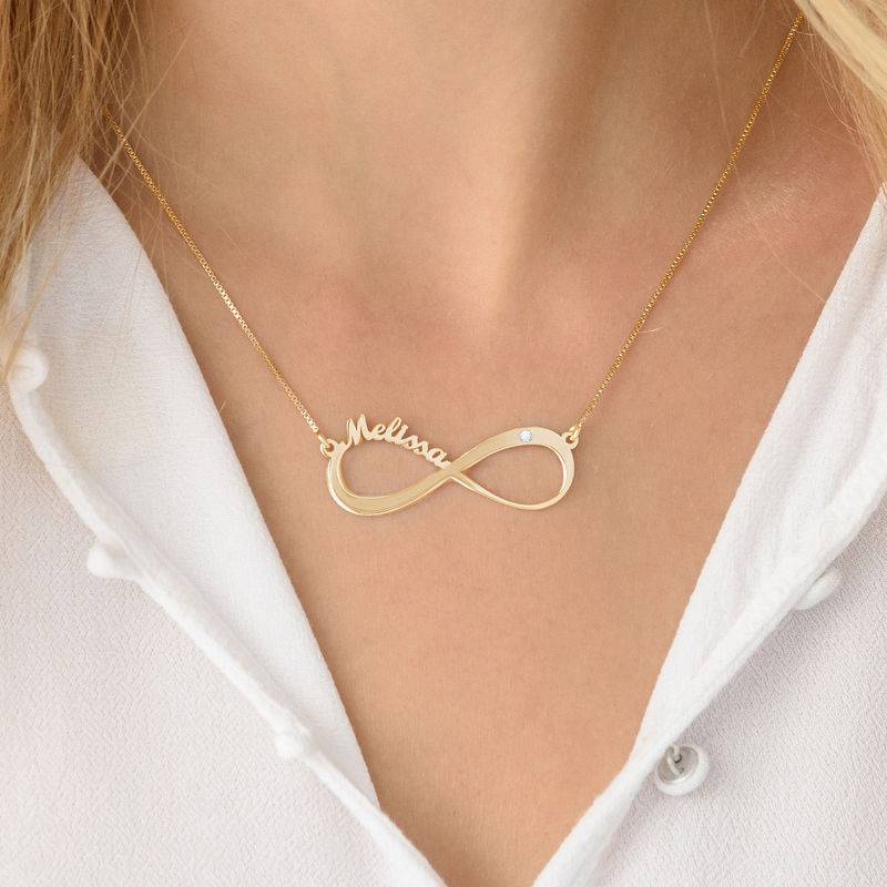 Personalized Infinity Diamond Necklace in 18K Gold Vermeil-3 product photo