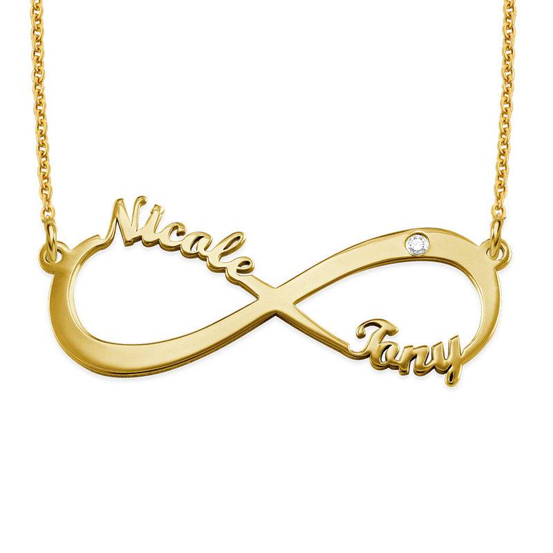 Personalized Infinity Diamond Necklace in 18K Gold Vermeil-4 product photo