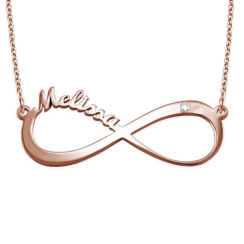 Personalized Infinity Diamond Necklace in Rose Gold Plated-3 product photo