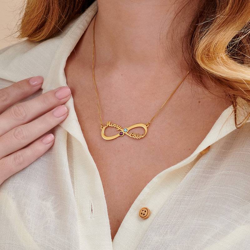 Infinity Necklace with Birthstones in Gold Plating-3 product photo