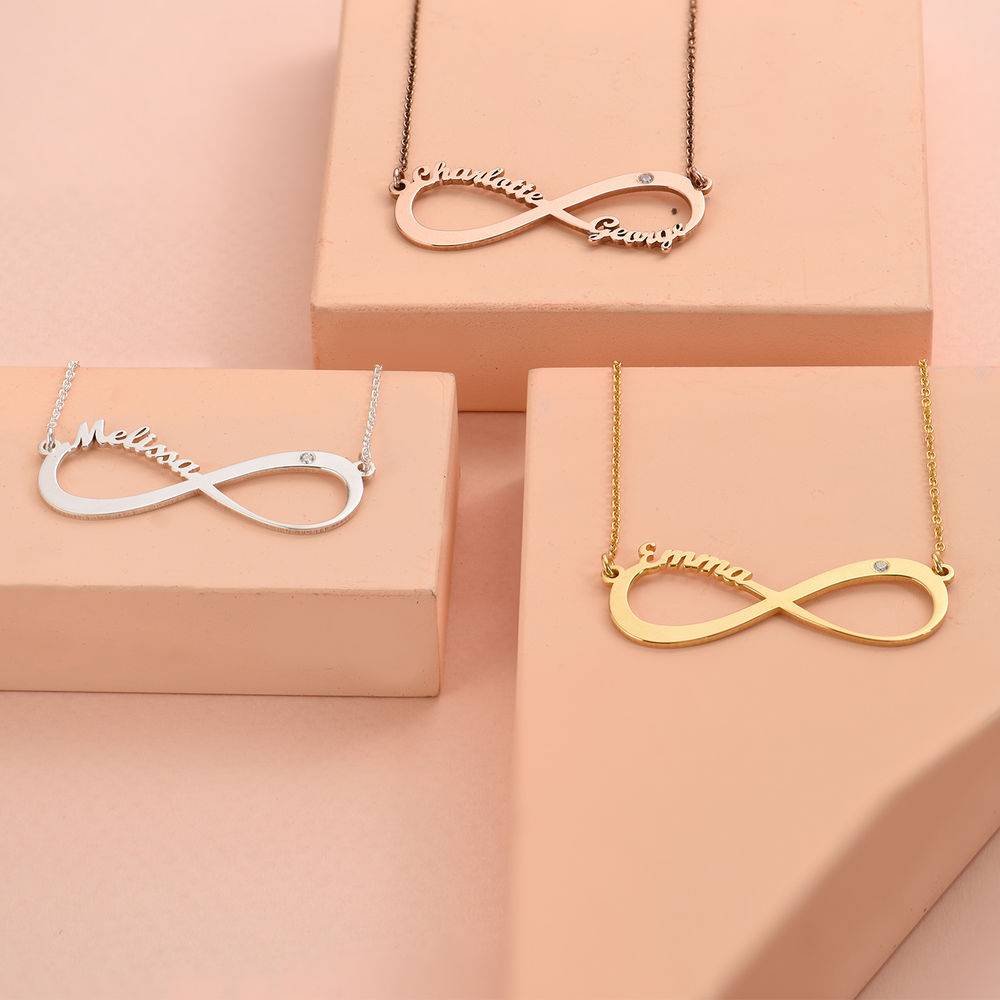 Personalized Infinity Diamond Necklace in 940 Premium Silver product photo