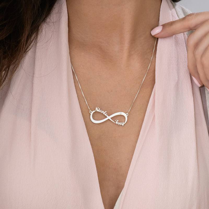 Personalized Infinity Diamond Necklace in sterling silver-3 product photo