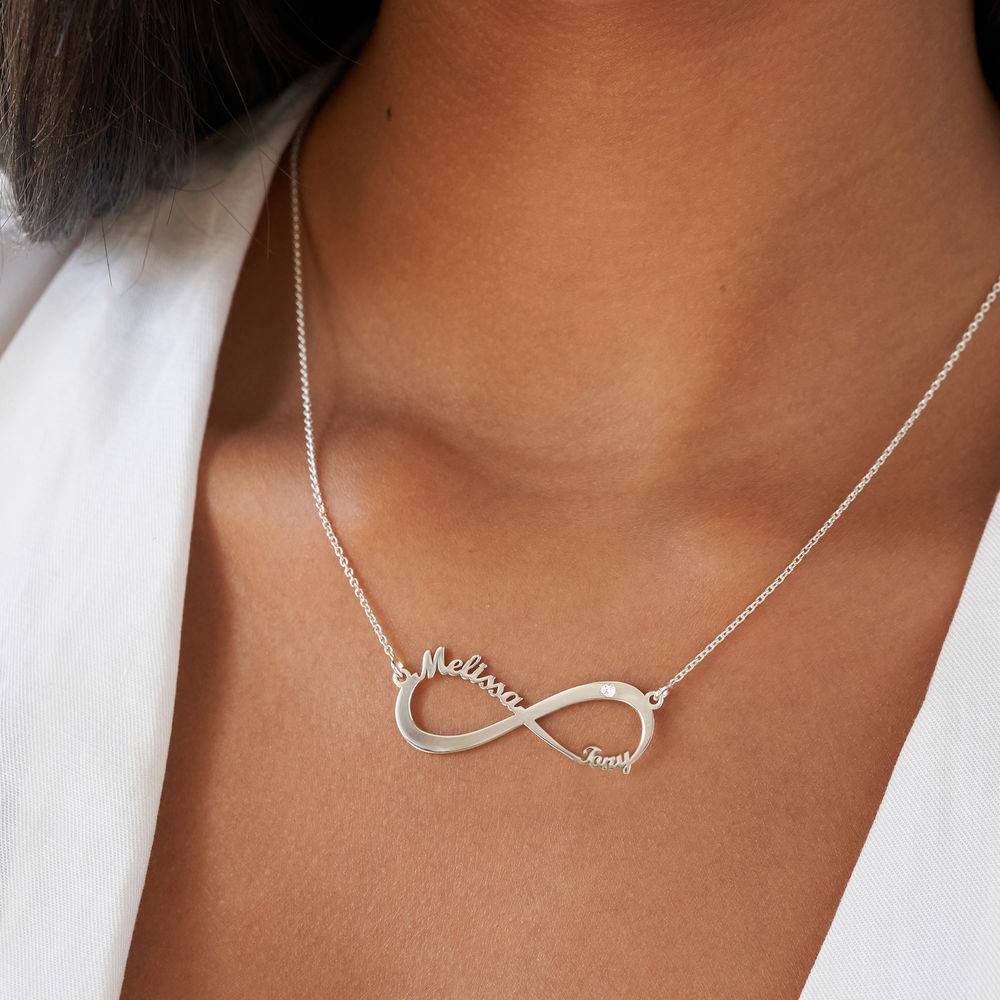 Personalized Infinity Diamond Necklace in sterling silver-1 product photo