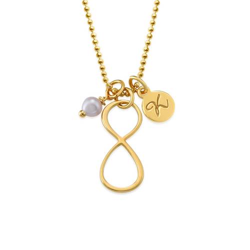 Infinity Pendant Necklace with Initial in Gold Plating product photo