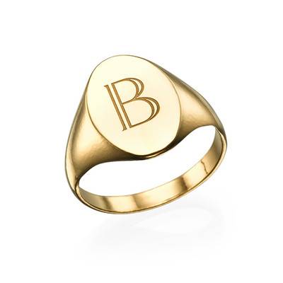 Initial Signet Ring - 18k Gold Plated-2 product photo
