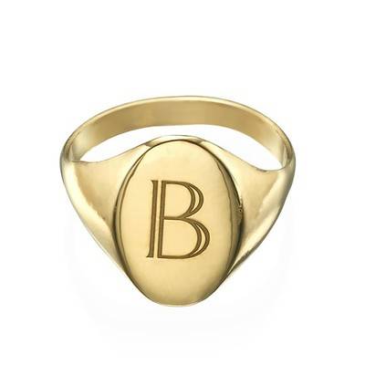 Initial Signet Ring - 18k Gold Plated-3 product photo