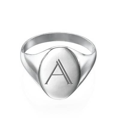 Initial Signet Ring in Sterling Silver-3 product photo