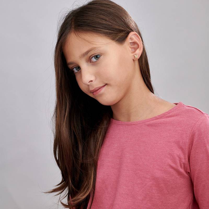 Initial Stud Earrings in 14K Yellow Gold-2 product photo