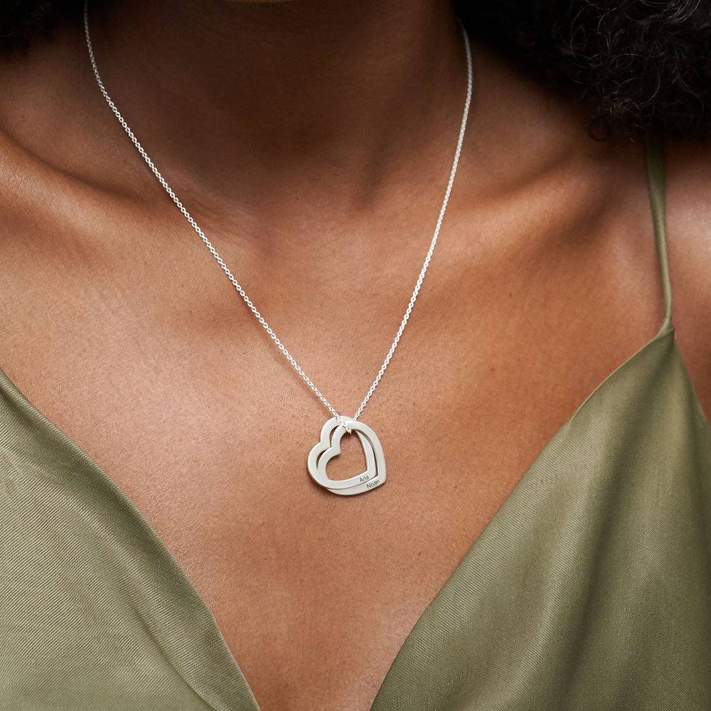 Intertwined Hearts Necklace with Engraving in Silver-5 product photo
