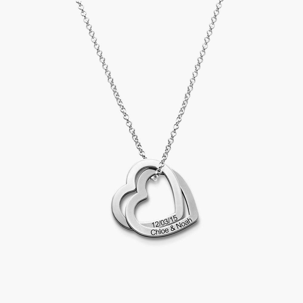 Intertwined Hearts Necklace with Engraving in Silver-1 product photo