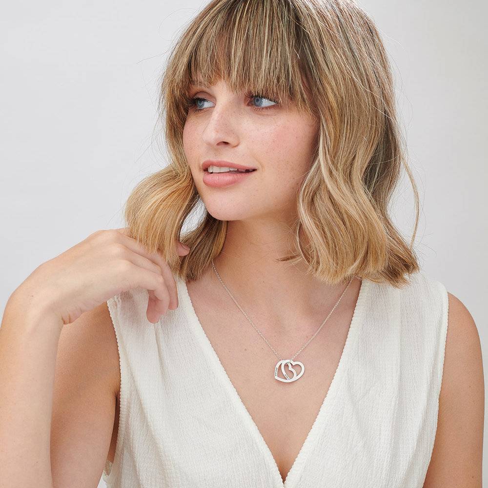 Intertwined Hearts Necklace with Engraving in Silver-2 product photo