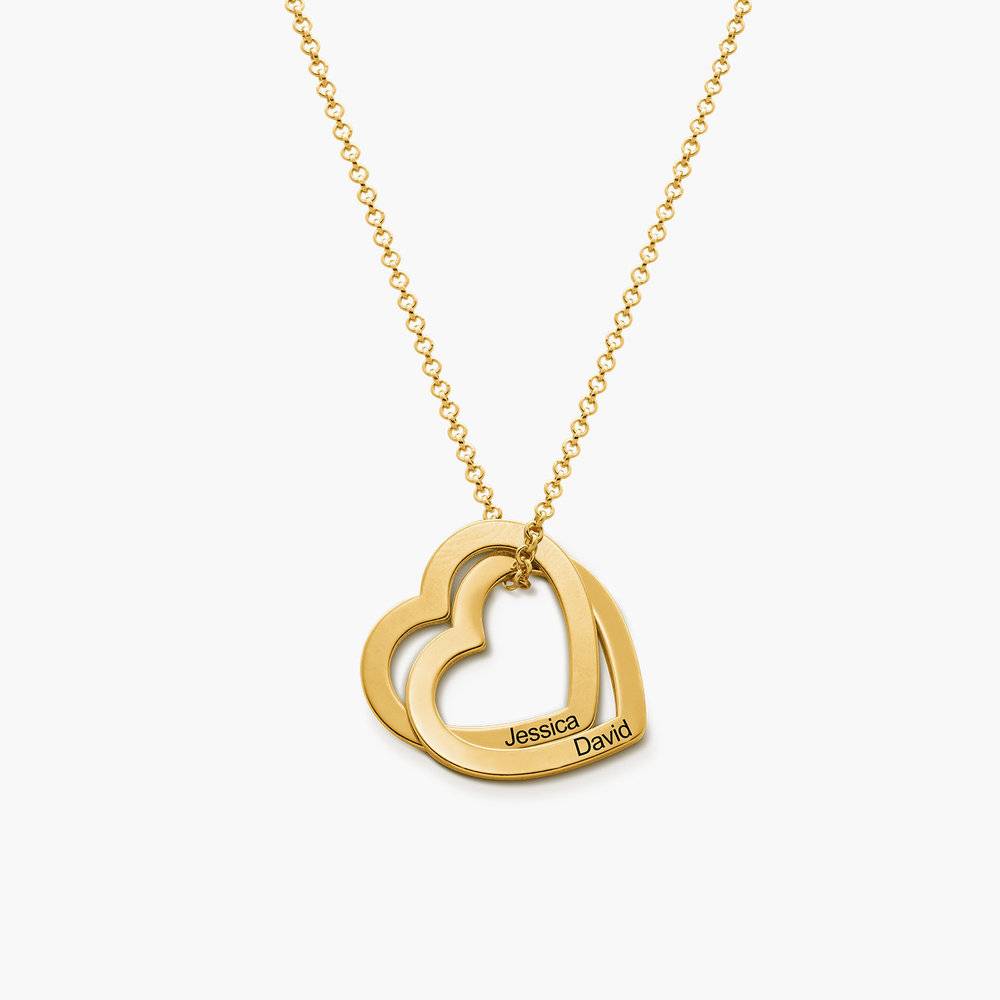 Intertwined Hearts Necklace with Engraving in Gold Plating-1 product photo