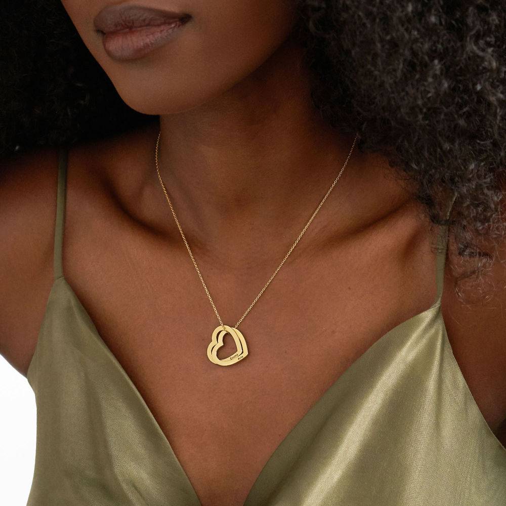 Intertwined Hearts Necklace With Engraving In Gold Vermeil-1 product photo