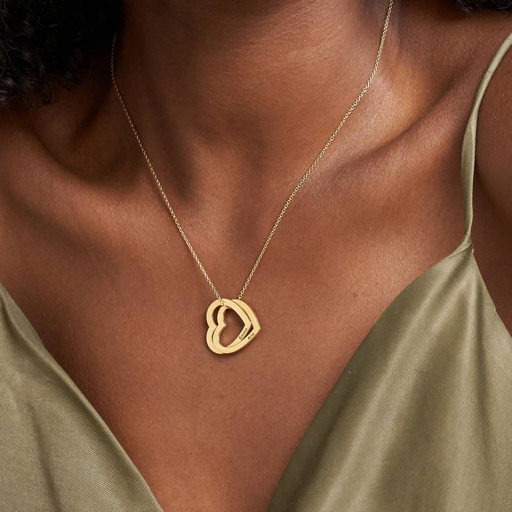 Intertwined Hearts Necklace With Engraving In Gold Vermeil-3 product photo