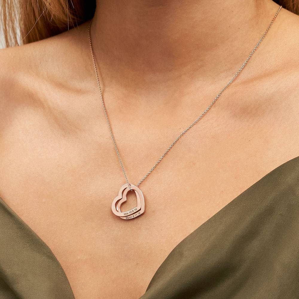 Intertwined Hearts Necklace with Engraving in Rose Gold Plating-4 product photo