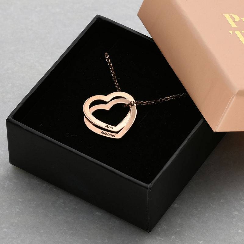 Intertwined Hearts Necklace with Engraving in Rose Gold Plating-6 product photo