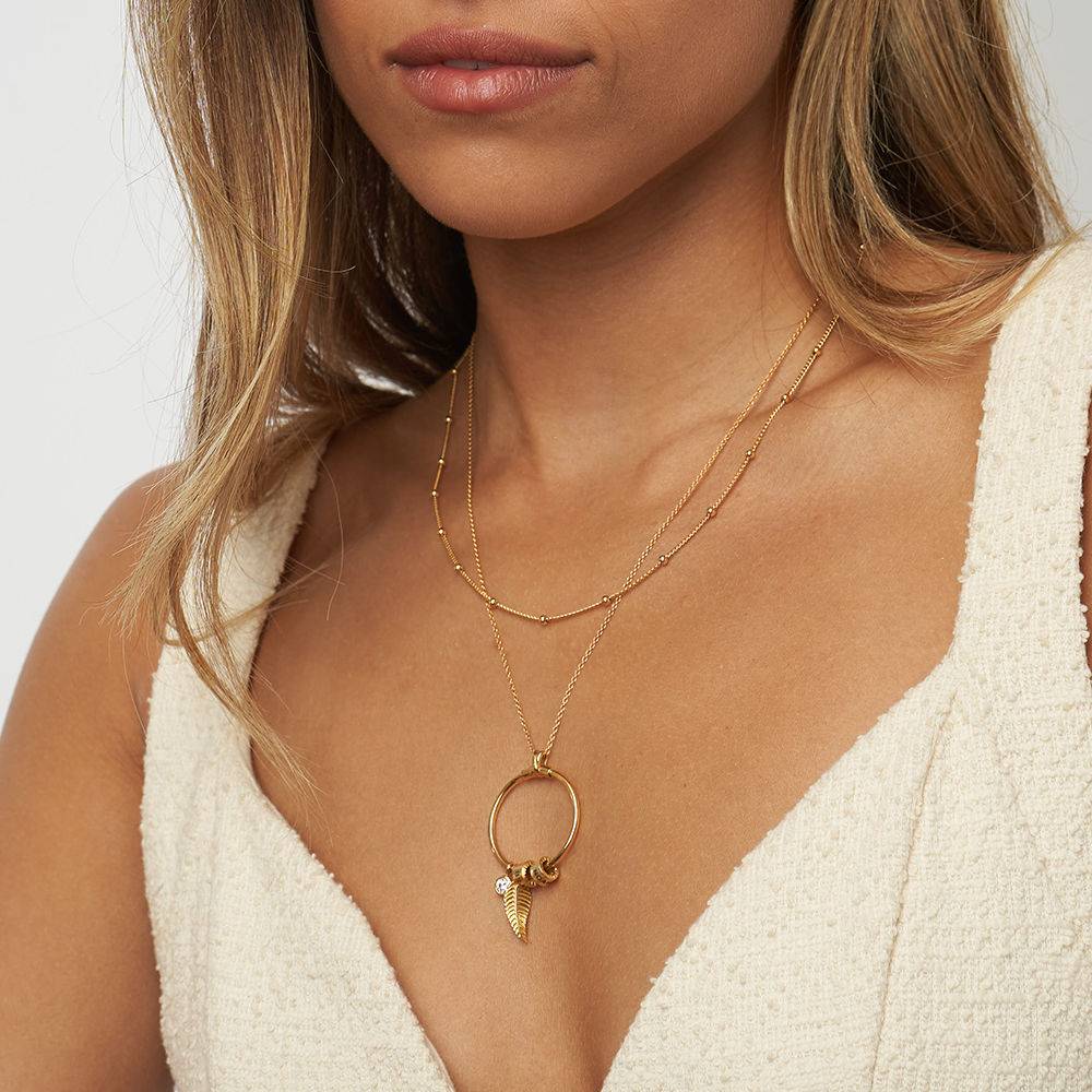 Linda Circle Pendant Necklace in Gold Vermeil with Diamond-5 product photo