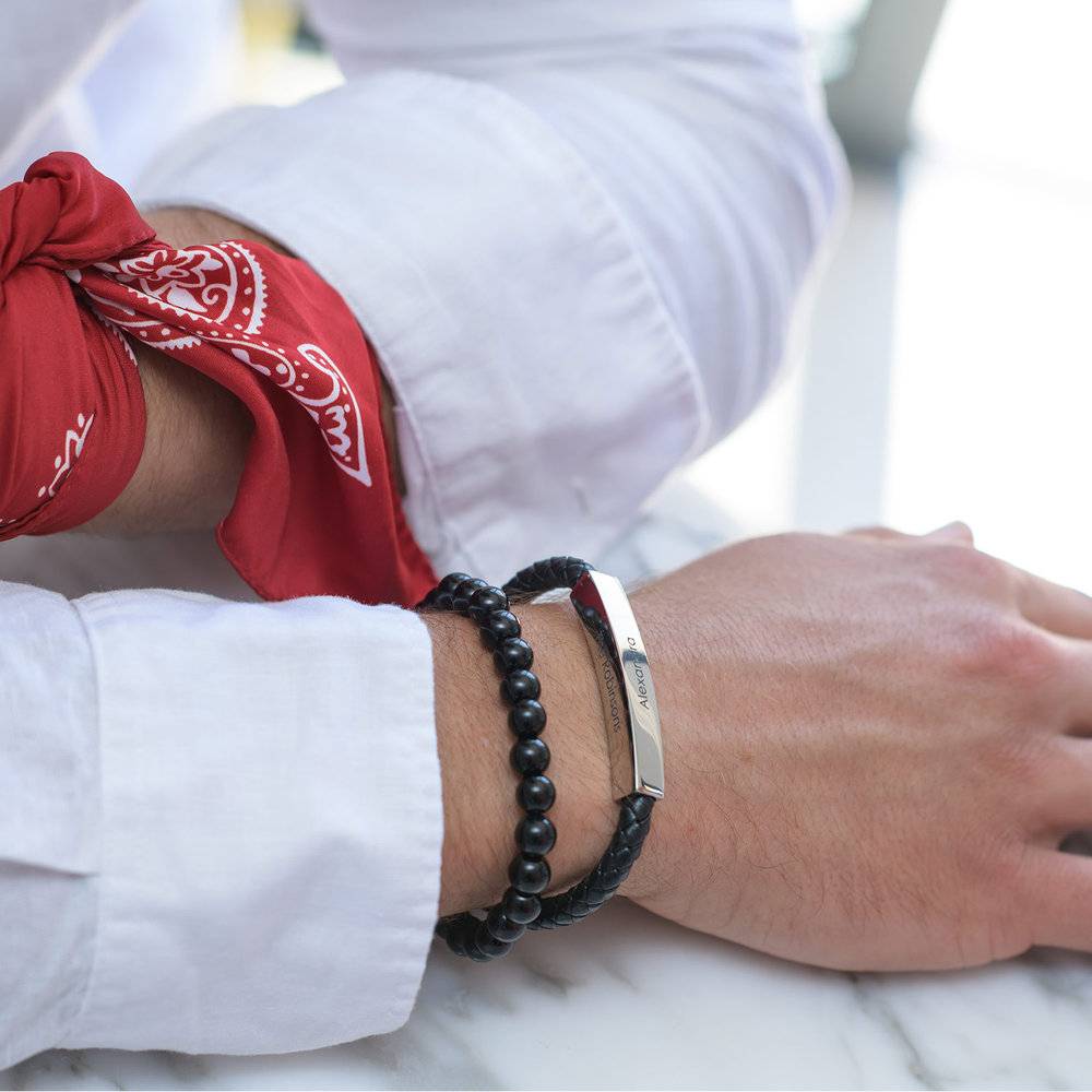 Black Beaded Bracelet for Men-1 product photo