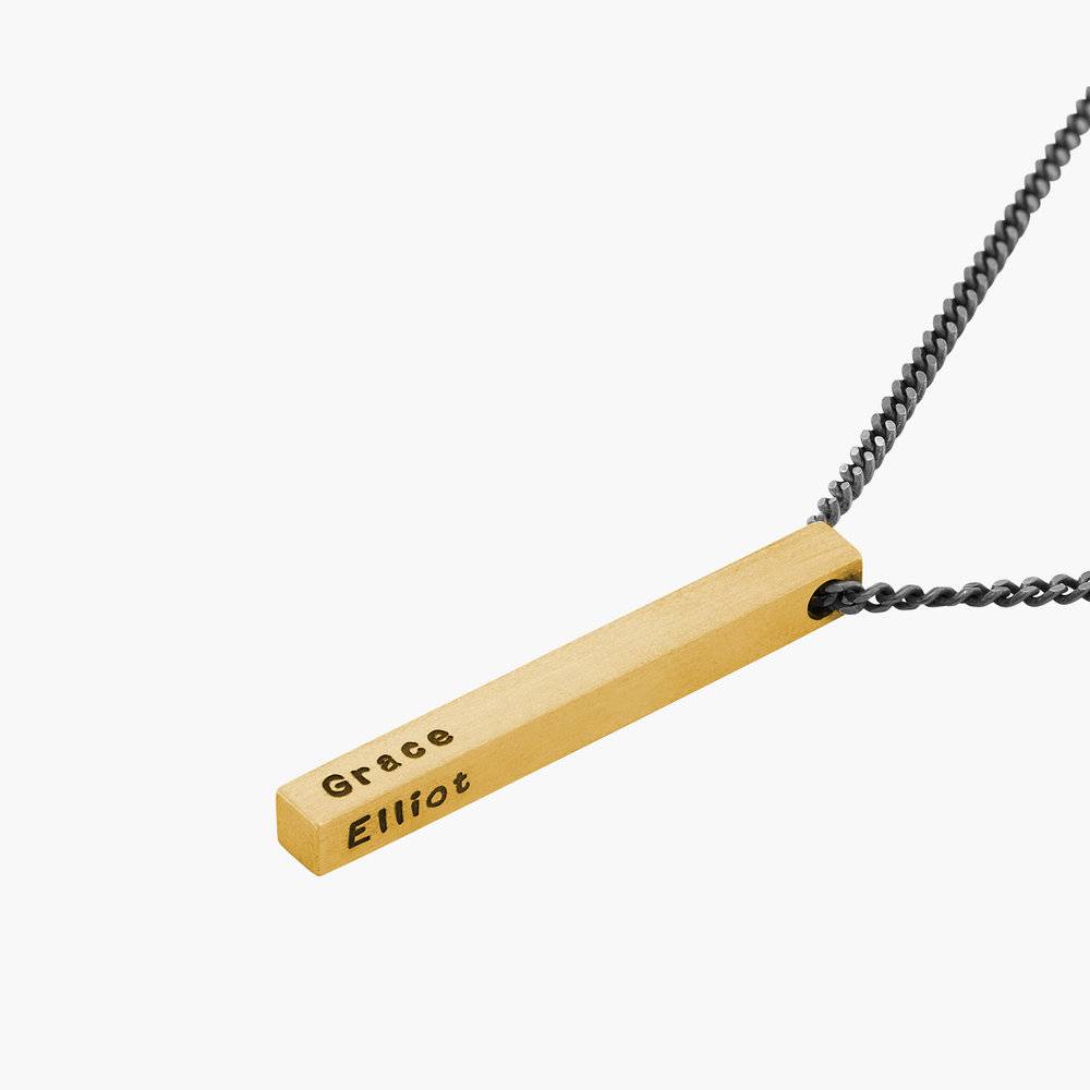 Engraved 3D Bar Necklace for Men in Matte Gold Plated-6 product photo