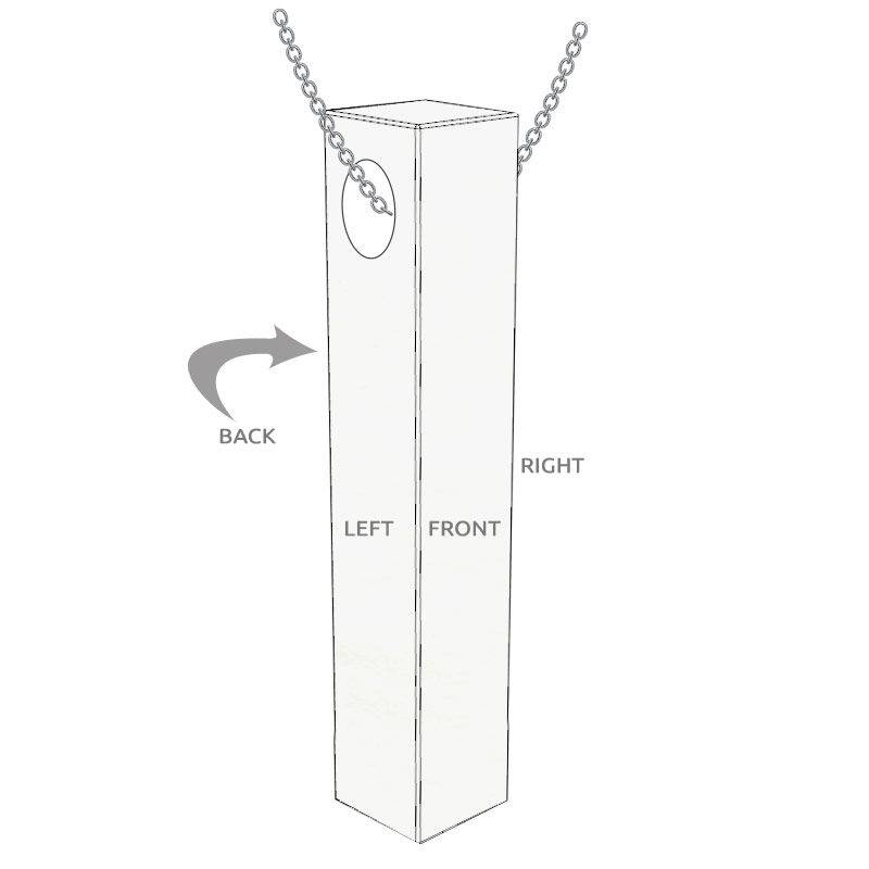Engraved 3D Bar Necklace for Men in Matte Silver-6 product photo